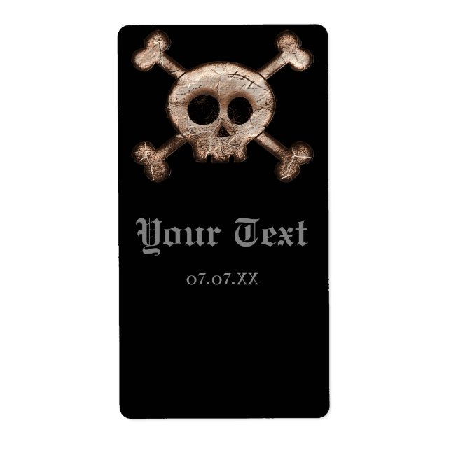 Distressed Skull Bones Halloween-fest Etikett för  Fraktsedel (Framsidan)