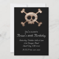 Distressed Skull Bones OAVSETT Svarta Inbjudningar