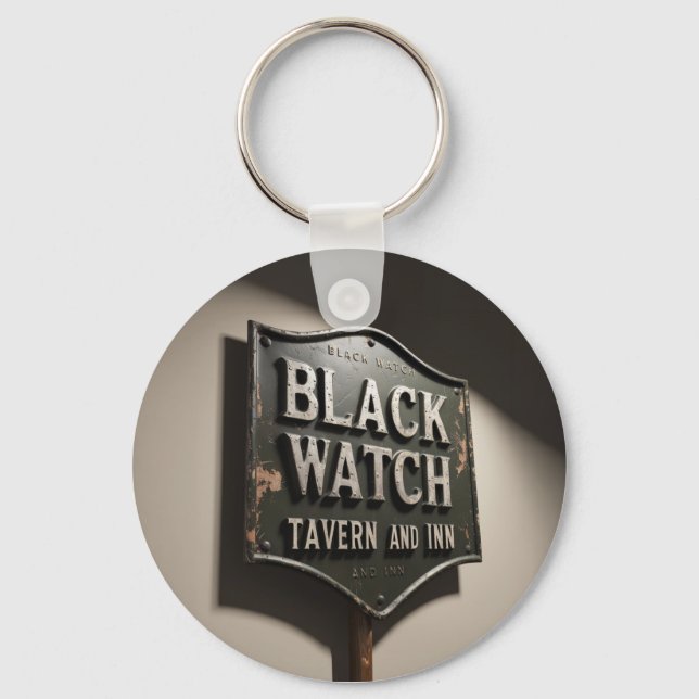 Distressed skylt Black Watch Inn Nyckelring (Framsida)