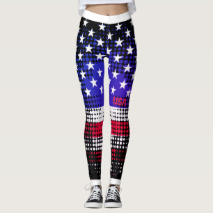 DISTRESSED Stars och stripes USA Dot Mönster Leggings