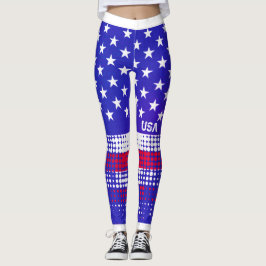 DISTRESSED Stars och stripes USA Dot Mönster Leggings