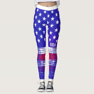 DISTRESSED Stars och stripes USA Dot Mönster Leggings
