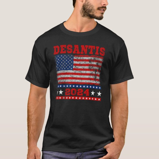 Distressed Style American Flag Desantis 2024 T Shirt (Framsida)