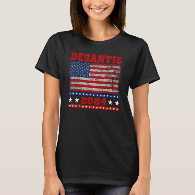 Distressed Style American Flag Desantis 2024 T Shirt (Framsida)