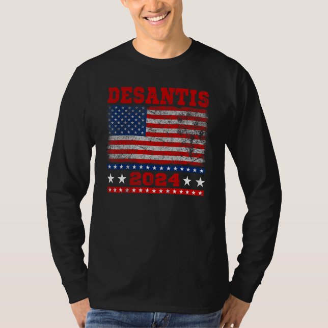 Distressed Style American Flag Desantis 2024 T Shirt (Framsida)