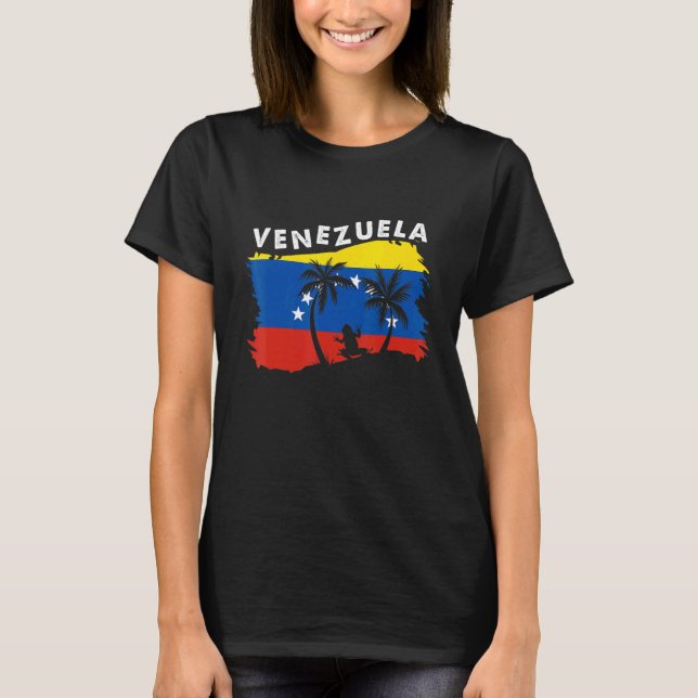 Distressed Style Venezuela Frog Present Venezuela T Shirt (Framsida)