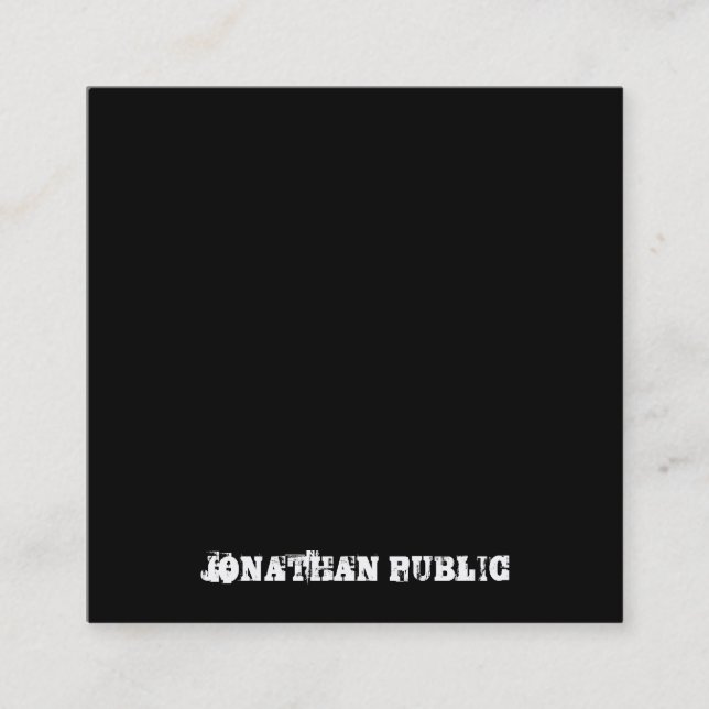 Distressed Text Svart Och Vitt B&W Mall Fyrkantigt Visitkort (Framsida)