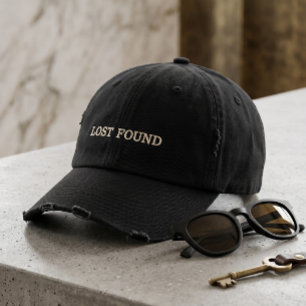Distressed typografi Lost Found Vintage Minimalist Broderad Keps