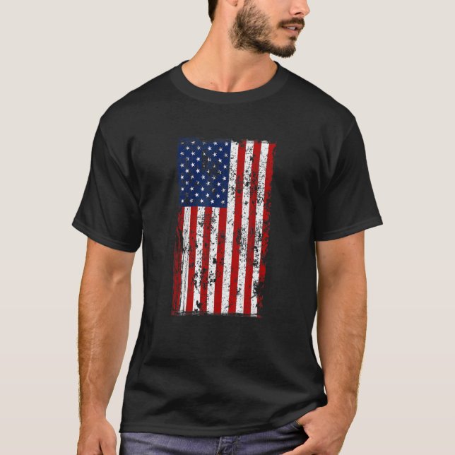 Distressed US American Flag T Shirt (Framsida)