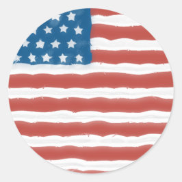 Distressed US Flag 4 juli Runt Klistermärke
