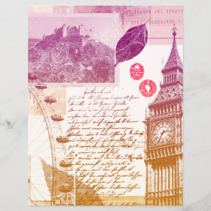 Distressed Vintage Big Ben Journal Scrapbookpapper