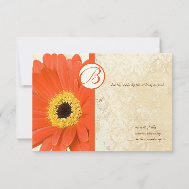 Distressed Vintage Damask Gerber Bröllopsinbjudnin Inbjudningar (Framsida)