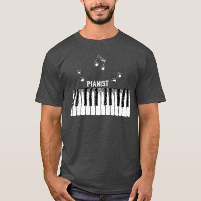 Distressed Vintage Piano Keys Pianist Keyboardist  T Shirt (Framsida)