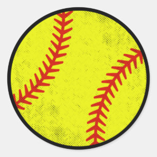 Distressed Vintage Softboll Grafisk Design Runt Klistermärke