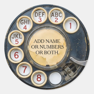 Distressed Vintage Svart Roterande Telefonnummer S Runt Klistermärke