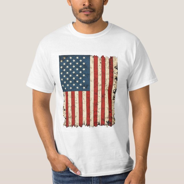 Distressed Vintage USA Flag  T Shirt (Framsida)