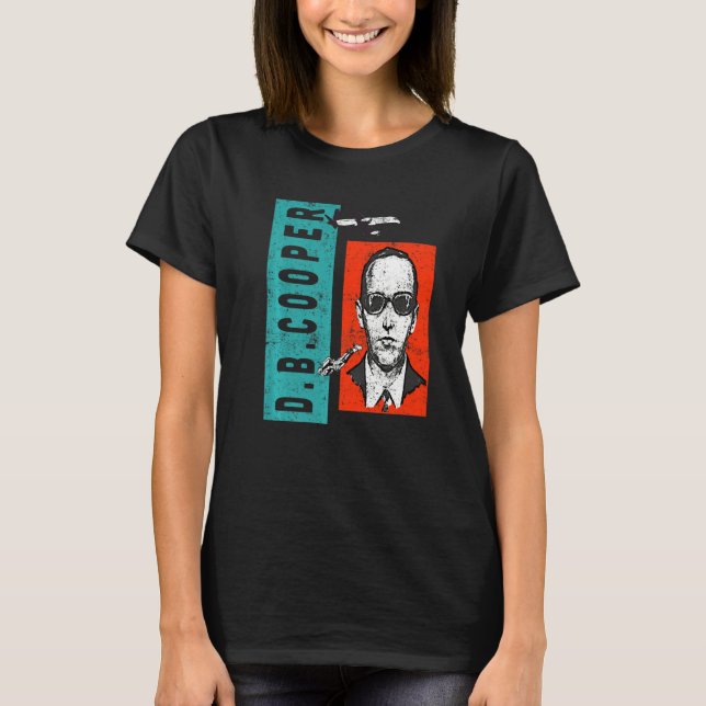 Distressed Wanted D B Cooper Sketch Cryptid Urban  T Shirt (Framsida)