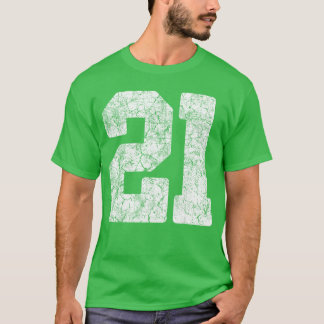 Distressed White Number 21 Jersey Player Uniform 2 T Shirt