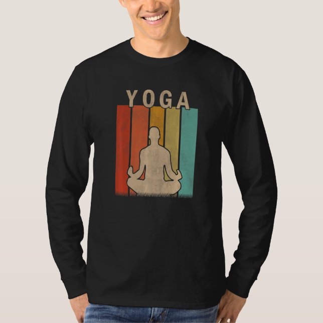 Distressed Yoga  Men Women Cute Yoga Retro T Shirt (Framsida)