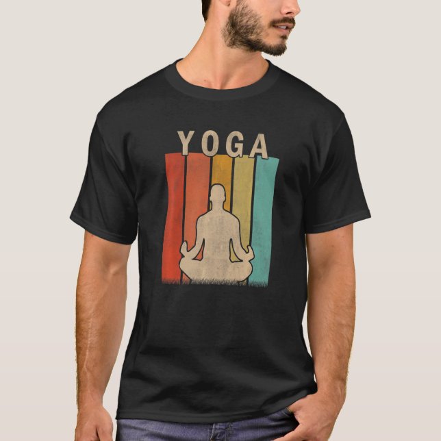 Distressed Yoga  Men Women Cute Yoga Retro T Shirt (Framsida)