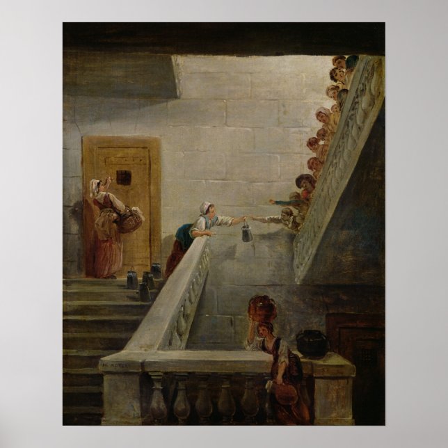 Distributing Mjölk vid St. Lazare-fängelset, 1794 Poster (Framsidan)