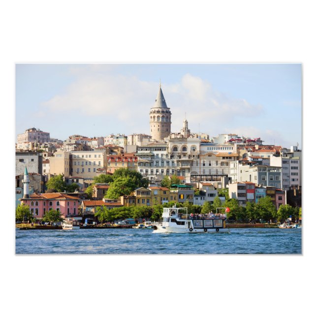Distriktet Beyoglu och Galata Torn i Istanbul Fototryck (Framsidan)