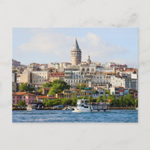 Distriktet Beyoglu och Galata Torn i Istanbul Vykort