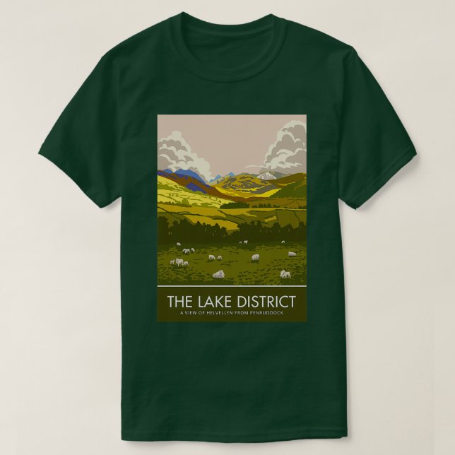 Distriktet Sjö Helvellyn från Penruddock T Shirt (Design framsida)