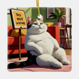 Disturb Tjock Cat Funny Julgransprydnad Keramik