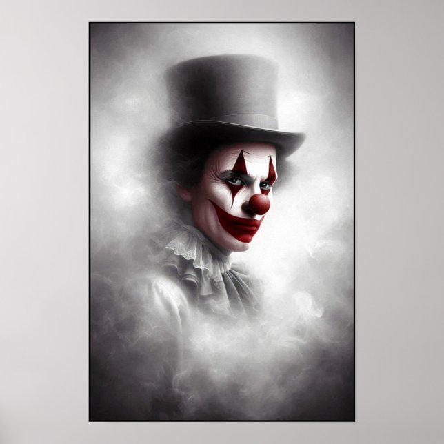 Disturbed Vintage Clown With a Sinister Smile  Poster (Framsidan)