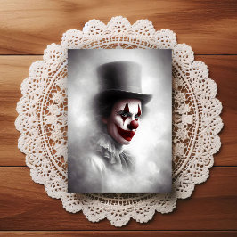 Disturbed Vintage Clown With a Sinister Smile  Vykort