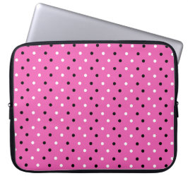 Disty Polka Dot Rosa Black White Laptop Sleeve