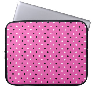 Disty Polka Dot Rosa Black White Laptop Sleeve