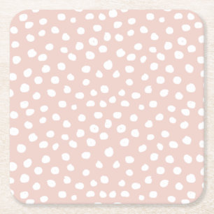 Dit Vild Djurutskrift  Rosa och vita fläckar Underlägg Papper Kvadrat