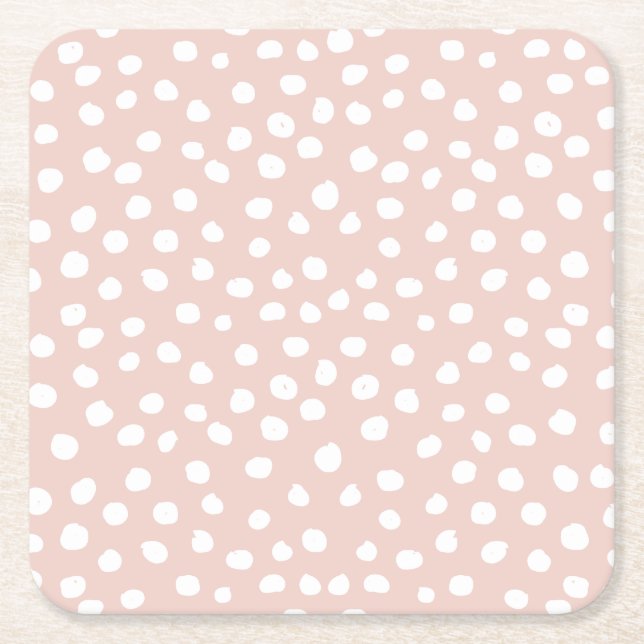 Dit Vild Djurutskrift  Rosa och vita fläckar Underlägg Papper Kvadrat (Framsidan)