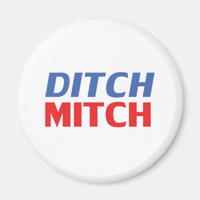 Ditch Mitch röd, blå, modern typografi lustigt Magnet (Framsidan)