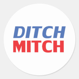 Ditch Mitch röd, blå, modern typografi lustigt Runt Klistermärke
