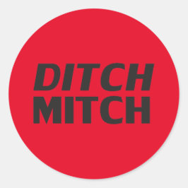 Ditch Mitch röd svart modern typografi lustigt Runt Klistermärke