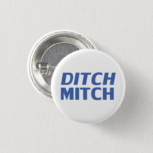 Ditch Mitch, vit, modern typografi lustigt Knapp (Framsida & baksida)