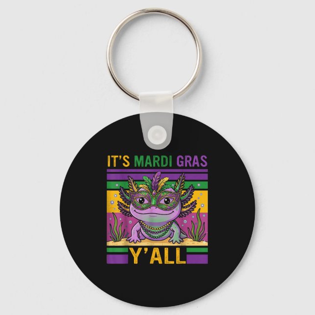 Dits Mardi Gras, glada axolotl-karnevalsbarn C Nyckelring (Framsida)