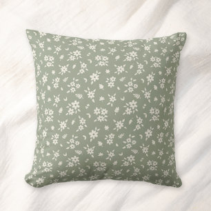 Ditsy Blommig Dämpad Neutral Cottagecore Salvia Gr Kudde