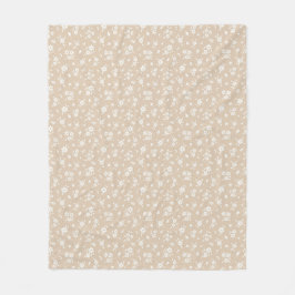 Ditsy Blommig Matt Neutral Mjuk Ljus Tan Taupe Fleecefilt