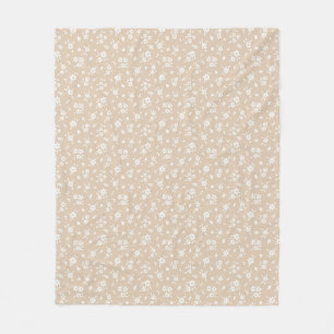 Ditsy Blommig Matt Neutral Mjuk Ljus Tan Taupe Fleecefilt