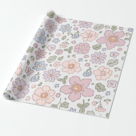 Ditsy Blommigt Baby Shower Wrapping Papper Presentpapper