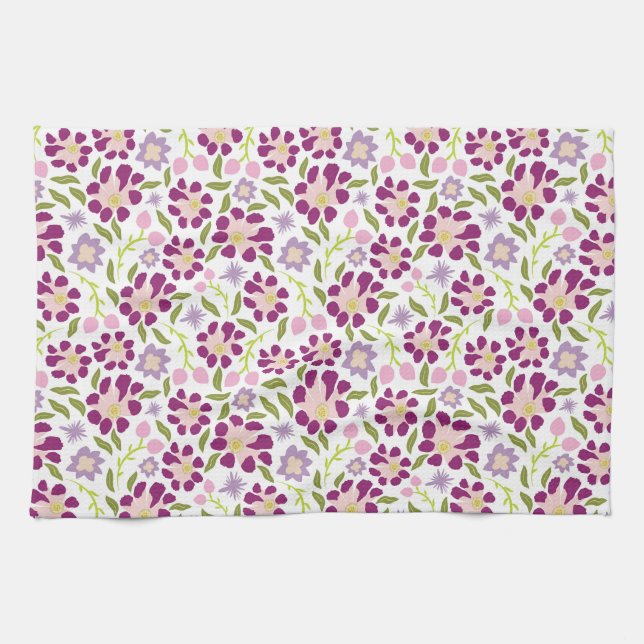 Ditsy blommigt kökshandduk (Horisontell)