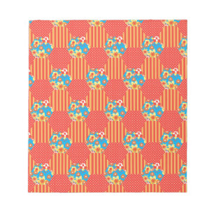 Ditsy Blommigt, Rand, Polka dots Patchwork Anteckningsblock