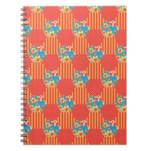 Ditsy Blommigt, Rand, Polka dots Patchwork Anteckningsbok