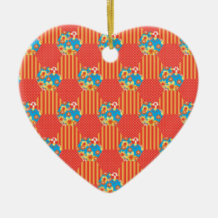 Ditsy Blommigt, Rand, Polka dots Patchwork Julgransprydnad Keramik