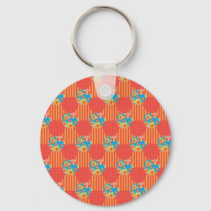 Ditsy Blommigt, Rand, Polka dots Patchwork Nyckelring