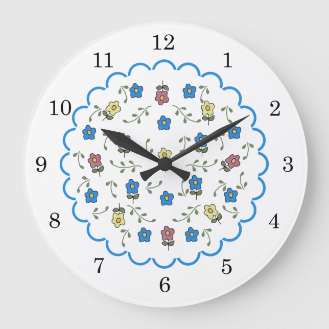 Ditsy Blommigt Wall Clock Stor Klocka (Framsida)
